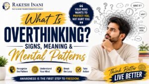 overthinking, what is overthinking, overthinking meaning, signs of overthinking, causes of overthinking, mental health, mindset, NLP, mind transformation, self improvement, personal growth, anxiety, worry, rumination, self doubt, confidence, positive thinking, emotional wellness