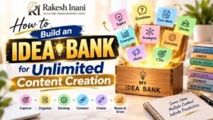 How to Build an Idea Bank for Unlimited Content Creation- How to build a content idea bank for unlimited content creation using a simple system to capture, organize, develop, connect, and reuse ideas for blogs, videos, social media, and more.